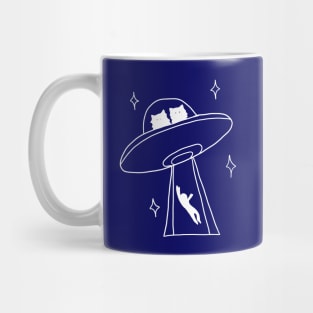 cat alien abduction line art Mug